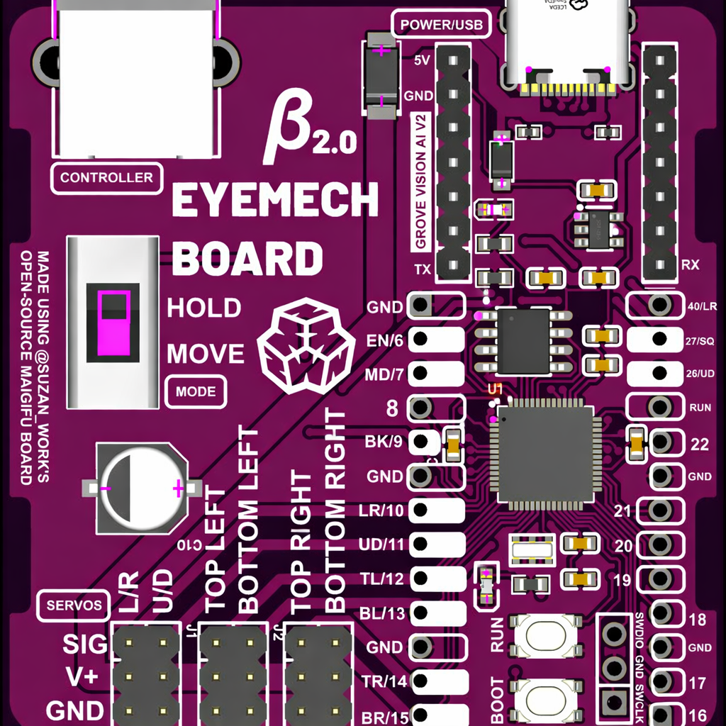 Eye Mechanism Controller Board - β2.0 (New Version, Compatible with Grove Vision AI Module V2)